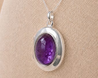 Personalised Sterling Silver Amethyst Gemstone Photo Locket Necklace