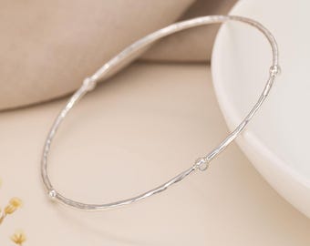 Sterling Silver Multi White Opal Bangle