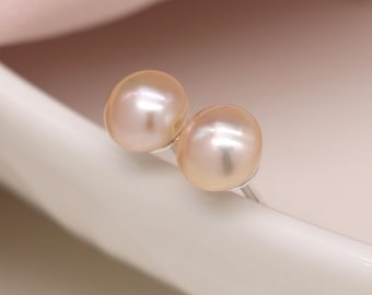 Sterling Silver Pink Freshwater Pearl Stud Earrings: Dainty Bridal Jewellery, 5mm