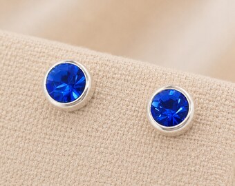7mm Sterling Silver September Birthstone Stud Earrings