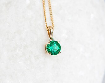 Personalised Solid 9ct Gold May Emerald Birthstone Necklace