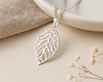 Sterling Silver Skeleton Oak Leaf Pendant Necklace: Woodland Jewellery