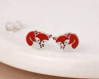 Sterling Silver Woodland Fox Stud Earrings – 8mm