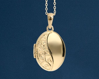 Personalised Solid 9ct Yellow Gold Filigree Milgrain Locket