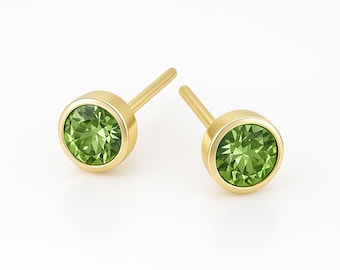 Gold Plated Sterling Silver August Birthstone Stud Earrings – 7mm