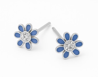Sterling Silver Forget Me Not Stud Earrings: Memorial Jewellery, 5mm