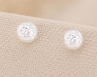 6mm Sterling Silver Hammered Ball Stud Earrings