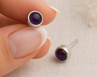 Sterling Silver February Birthstone Stud Earrings – 6mm