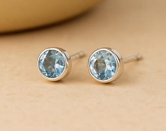 Sterling Silver Sky Blue Topaz Stud Earrings