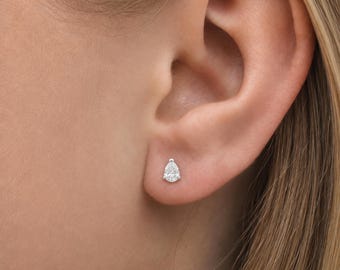 Sterling Silver Pear Moissanite Stud Earrings