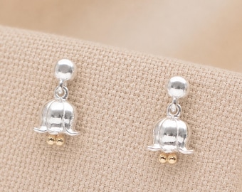 Sterling Silver Lily Of The Valley Flower Stud Earrings – 13mm X 7mm