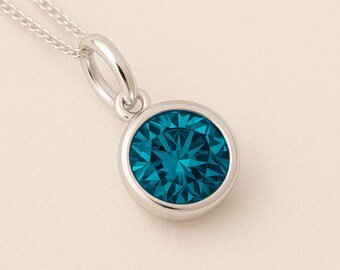 Personalised Sterling Silver December Blue Topaz Birthstone Necklace