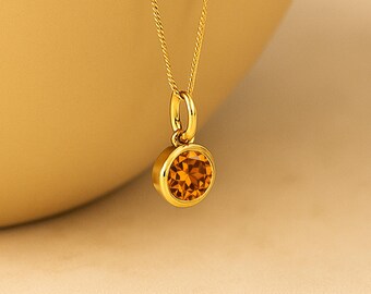 Personalised Gold Plated Sterling Silver November Citrine Birthstone Necklace