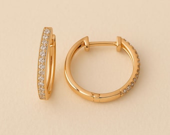 Solid 9ct Gold Diamond Hoop Earrings