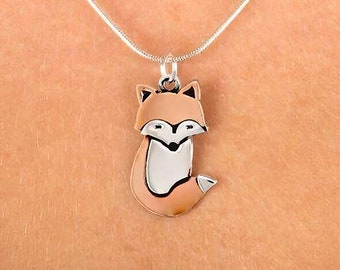 Sterling Silver and Copper Fox Necklace