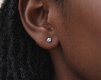 Sterling Silver Opal Micro Stud Earrings – 3mm