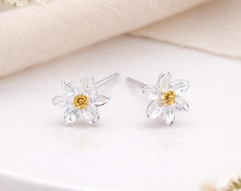 Sterling Silver And Gold Daffodil Stud Earrings – 6mm