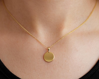 Personalised 9ct Gold Disc Pendant Necklace