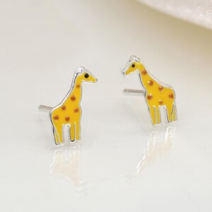 Brincos de prata esterlina com formato de girafa para meninas