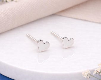 Sterling Silver Heart Micro Stud Earrings – 4mm