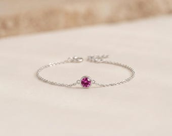 Personalised October Tourmaline Birthstone Bracelet in Sterling Silver