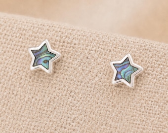 4mm Sterling Silver Abalone Star Stud Earrings