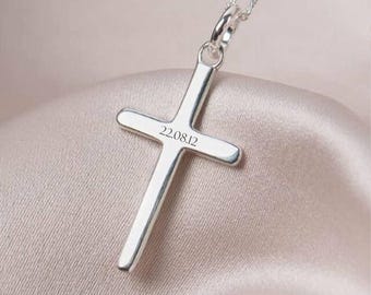 Personalised Sterling Silver Cross Necklace