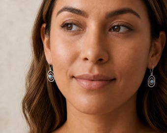 Molten Sterling Silver Blue Opal Spiral Drop Earrings