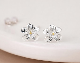 Sterling Silver Cherry Blossom Stud Earrings – 8mm
