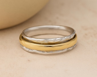 Personalised Molten Edge Sterling Silver Spinner Ring