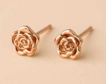 Rose Gold Plated Sterling Silver June Birth Flower Stud Earrings