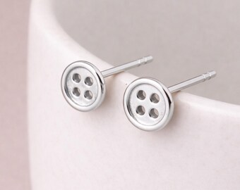 Sterling Silver Sewing Button Stud Earrings – 9mm