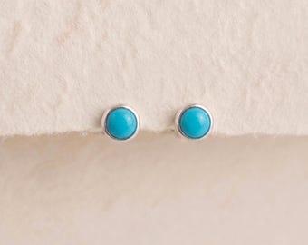 Personalised Tiny Turquoise Stud Earrings In Sterling Silver