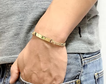 Personalised Mens Gold Stainless Steel Curb ID Bracelet