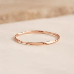 Soft Twist Bangle Bracelet in Rose Gold Plated Sterling Silver