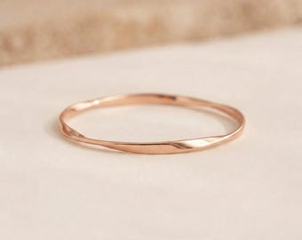 Soft Twist Bangle Bracelet in Rose Gold Plated Sterling Silver