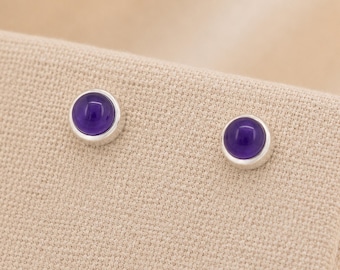 4mm Sterling Silver Amethyst Stud Earrings