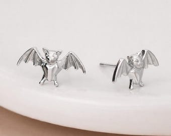 Sterling Silver Bat Stud Earrings – 12mm X 6mm