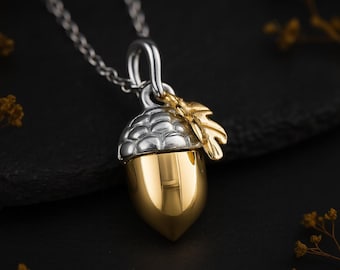 Personalised Gold Plated Sterling Silver Acorn Necklace