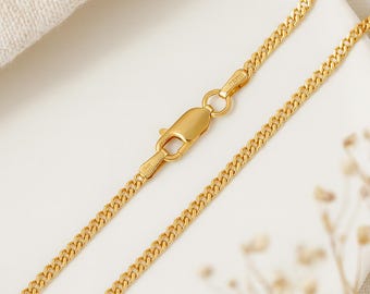 9ct Yellow Gold Heavy Diamond Cut Curb Chain – 16in to 22in