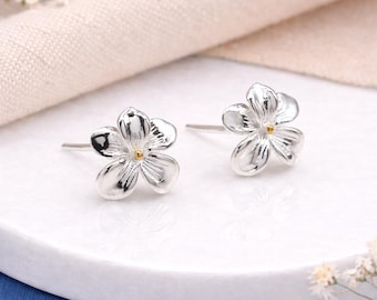 Sterling Silver Cherry Blossom Stud Earrings – 8mm
