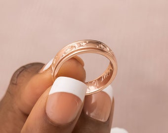 Personalised Rose Gold Gold Plated Sterling Silver Galaxy Spinner Ring