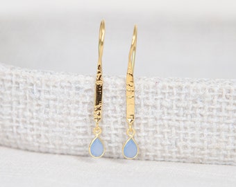 18ct Gold Plated Chalcedony Drop Earrings