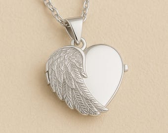 Personalised Sterling Silver Angel Wing Locket