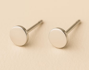 Mini Sterling Silver Disc Stud Earrings