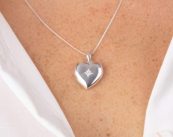 Personalised Twinkling Sterling Silver Heart Locket