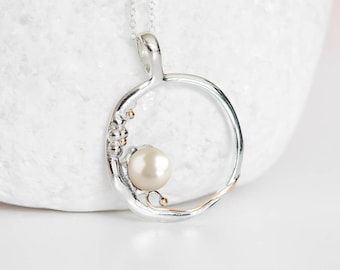 Sterling Silver Organic White Pearl Necklace