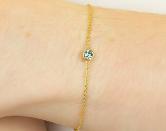 18ct Gold Plated March Birthstone Bracelet