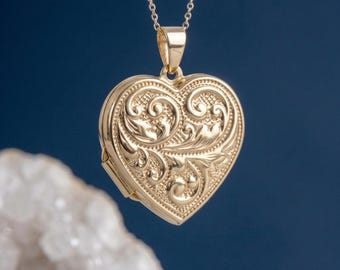 Love You Always Heart Photo Locket Necklace in Solid 9ct Gold