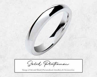 Personalised Platinum 3mm Court Shape Wedding Ring Band - Bespoke